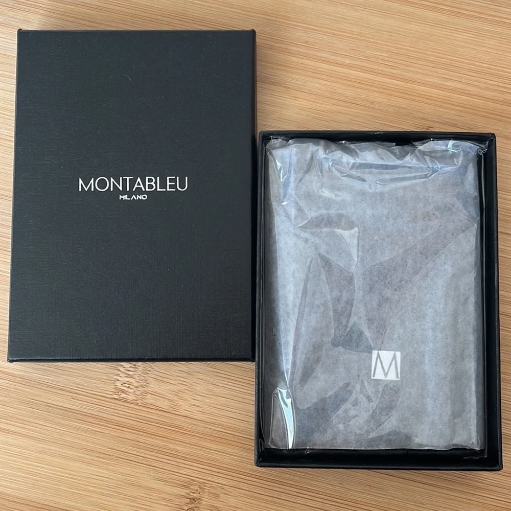 Brand New Montableu Handcrafted Card Holder Slim Front Pocket Wallet Black